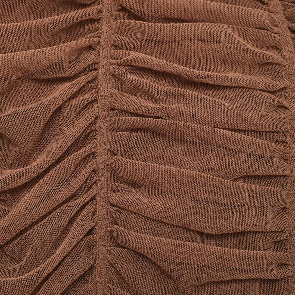 Dolce & Gabbana Brown Tulle Ruched Long Dress L - Picture 5 of 7